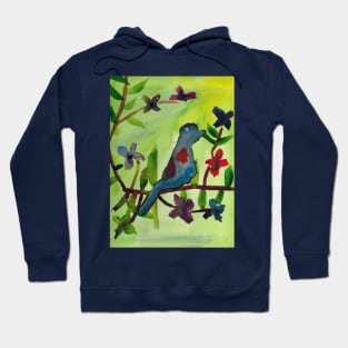 A Blue Bird in the Flowers Hoodie